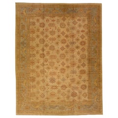 Brown Floral Modern Turkish Oushak Handmade Oversize Wool Rug