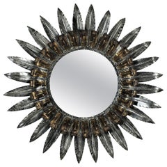 Sunburst Eyelash Mirror with Double Layered Bicolor Gilt Silvered Iron Frame