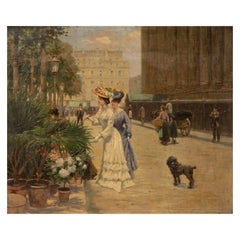 Signed Late 19th Century, 'Women in a French Market'. Oil on Canvas