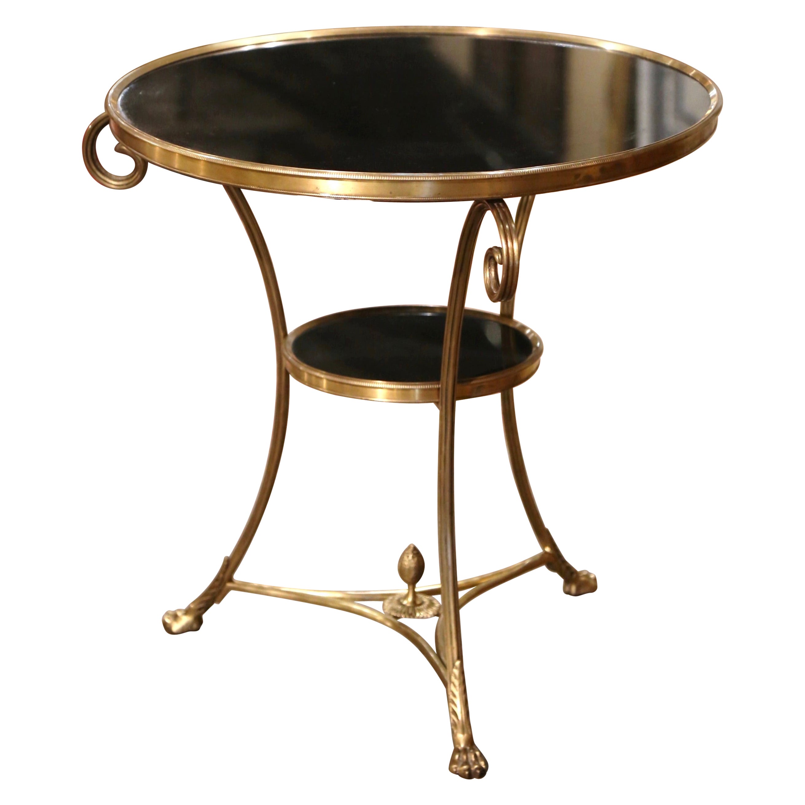 Mid-Century French Directoire Black Marble Top and Bronze Guéridon Table