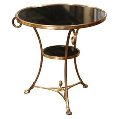 Französischer Directoire-Tisch aus der Jahrhundertmitte mit schwarzer Marmorplatte und Guéridon-Tisch aus Bronze