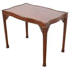 Used Baker Furniture Stately Homes Collection Carved Mahogany Tea Table, Refinished