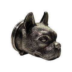 Retro Richard Comyns London Sterling Silver French Bulldog Pill Box, circa 1988