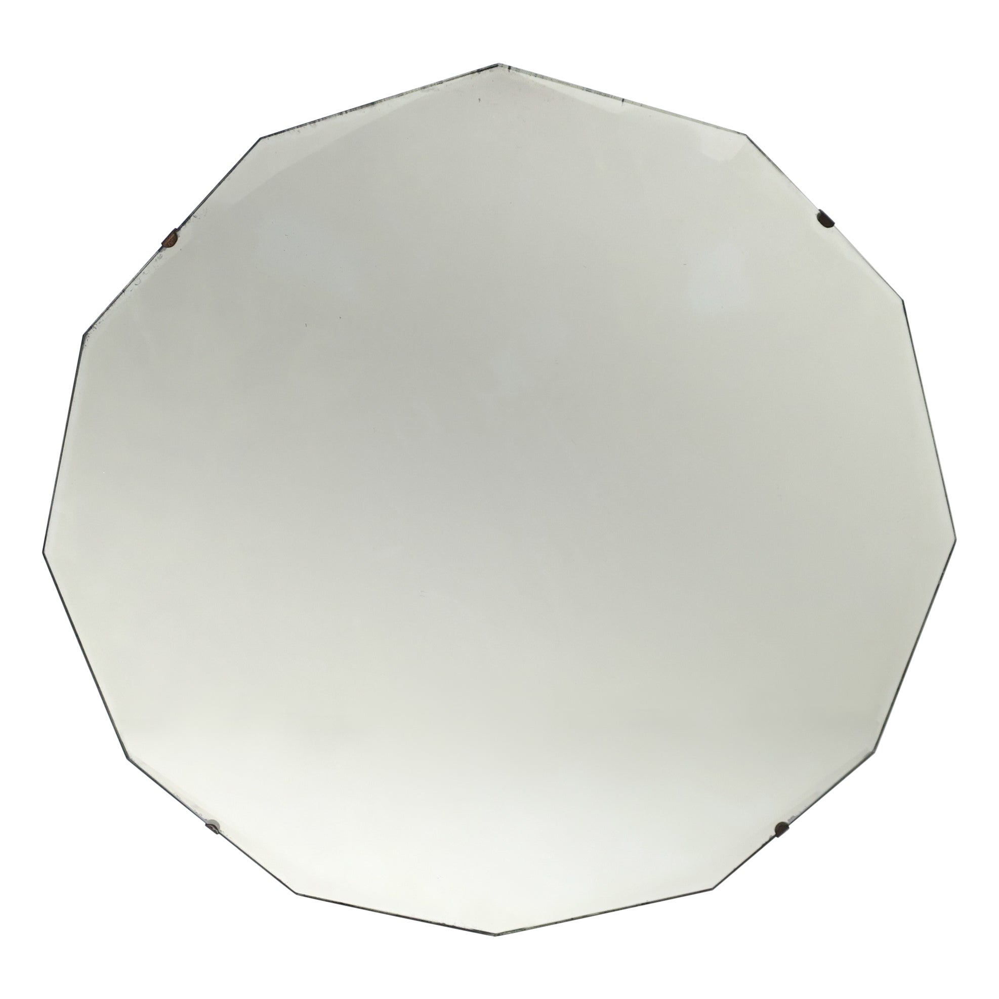 Round Beveled Glass Wall Mirror Hollywood Regency Style, circa 1940s For Sale
