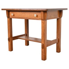 Antique Limbert Mission Oak Arts & Crafts Desk or Library Table, Newly Restored