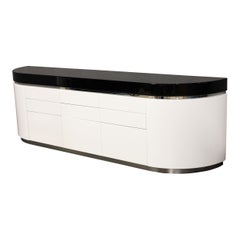 Vintage J. Wade Beam Large "Ponte" Sideboard for Brueton in White and Black Lacquer