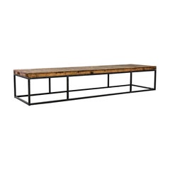 Antique Reclaimed Wood and Metal Minimal Coffee Table