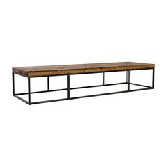 Antique Reclaimed Wood and Metal Minimal Coffee Table