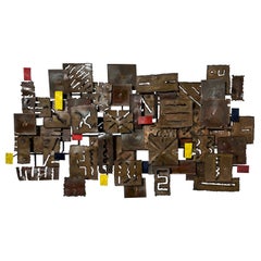 Mid-Century Brutalist Abstract Torch Cut Wall Sculpture, Circa 1960s