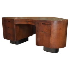 1940s Retro Mahogany Art Deco Executive Desk Called the Fletcher Aviation Desk