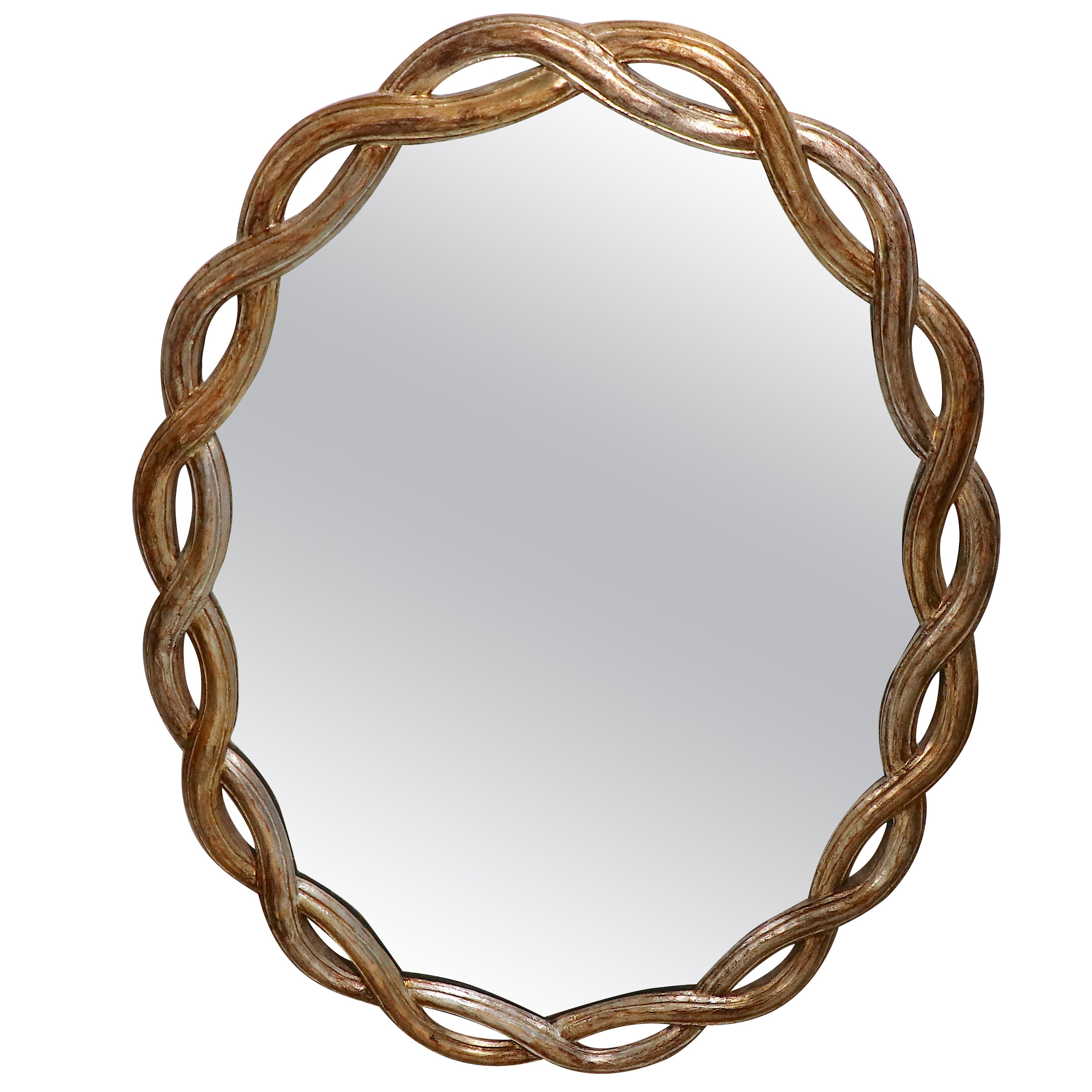 Open Weave Pattern Italian Silver Gilt Wall Mirror For Sale