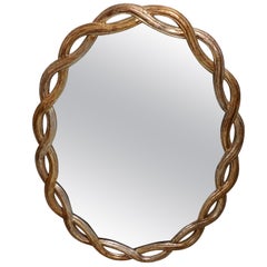Open Weave Pattern Italian Silver Gilt Wall Mirror
