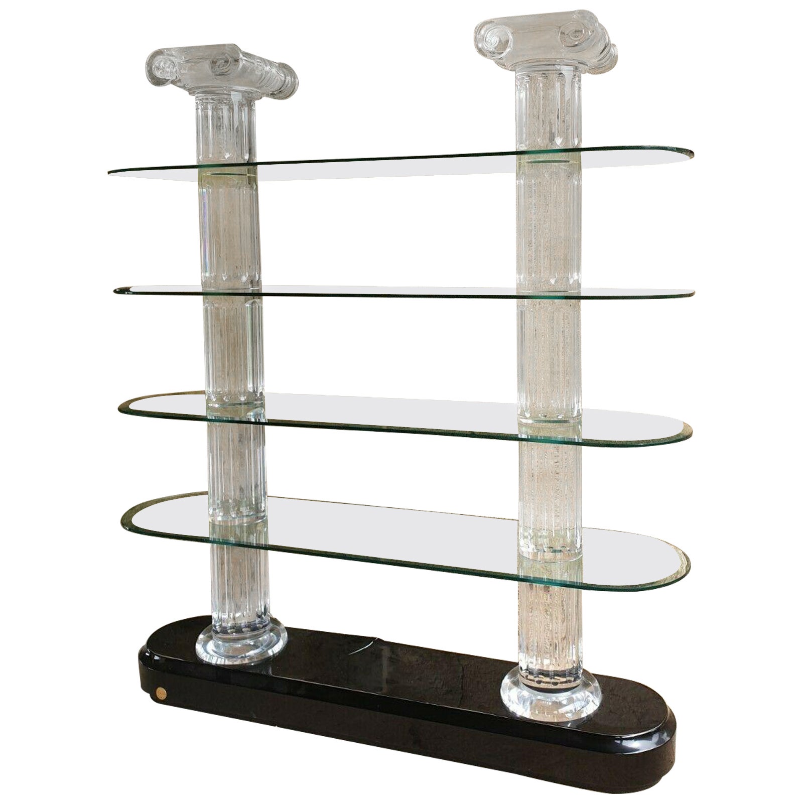 Vintage Brass and Smoked Glass Shelving Unit, 1970s at 1stDibs
