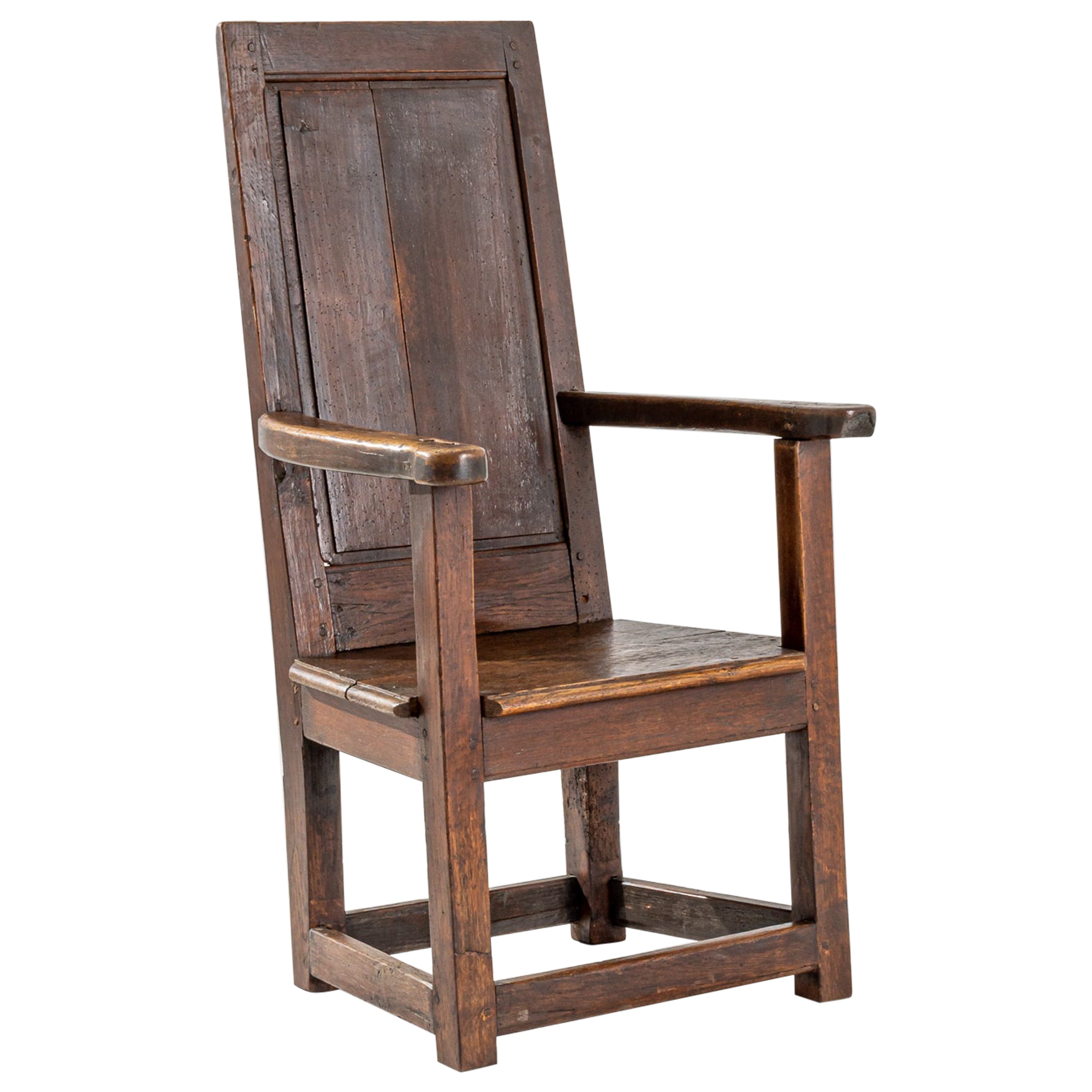 18th Century French Patinated Wooden Armchair