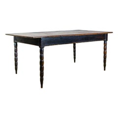 A Charming Early 19th Century French Bobbin Turned Painted - Farmhouse Table