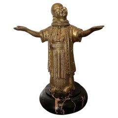 19th Century French Grand Tour Gilt Bronze & Marble Chinese Monk Sculpture