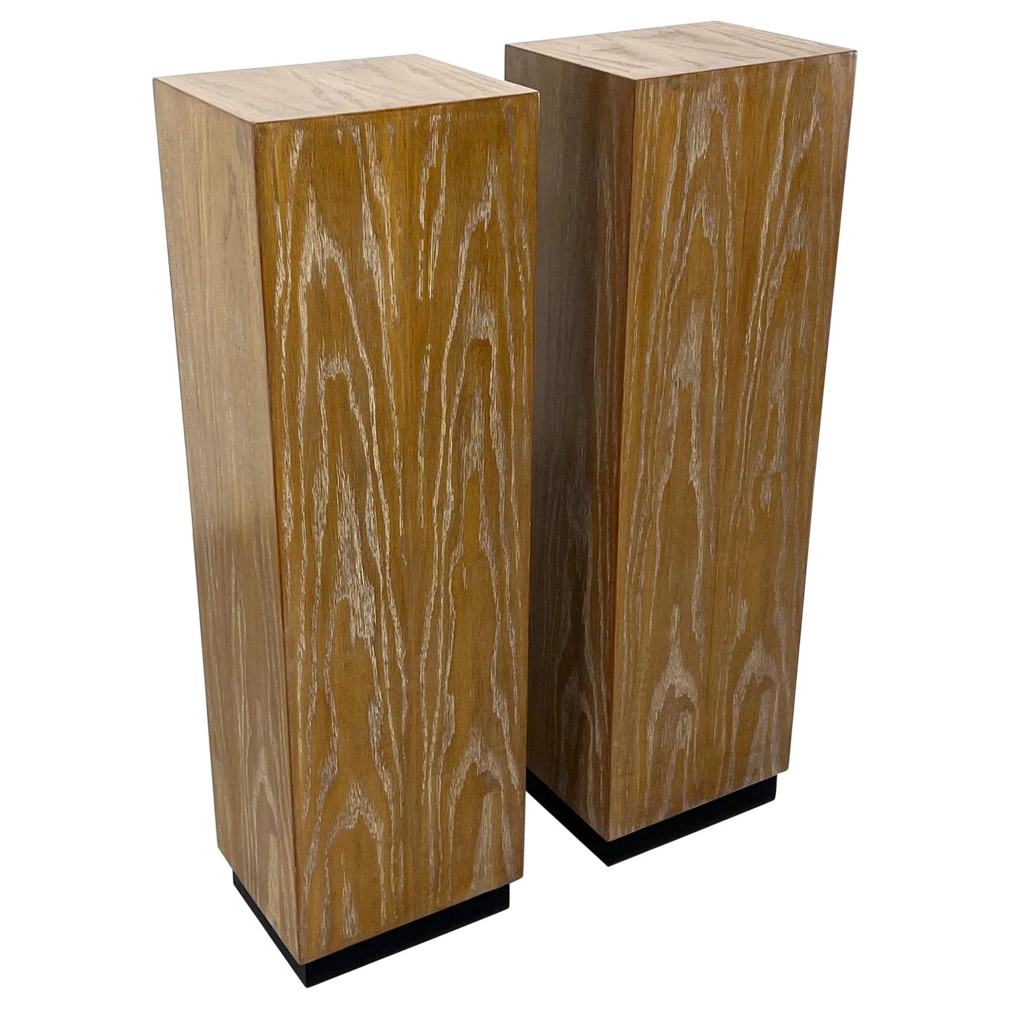 Mid-Century Modern Cerused Oak Pedestals, Pair For Sale
