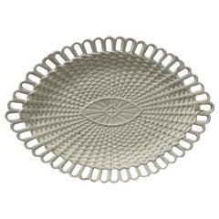 19th Century English Creamware Basketweave Plate or Platter