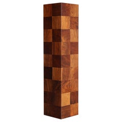 Milo Baughman Walnut Patchwork Pedestal for Thayer Coggin, circa 1975