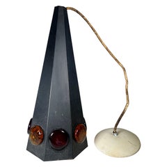 Retro Felipe Delfinger Style Cone Shape Metal and Art Glass Pendant Light