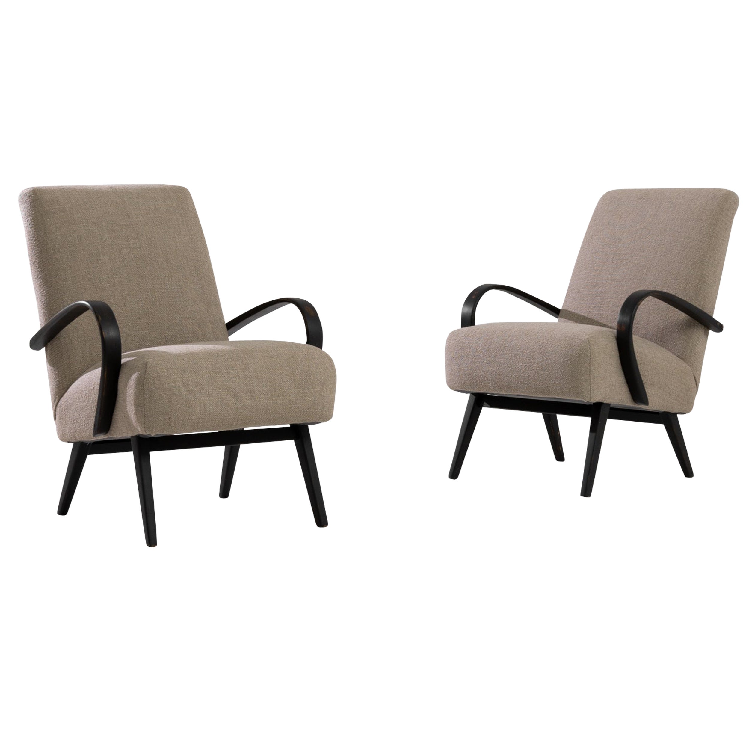 1950s Armchairs by J. Halabala, Pair For Sale