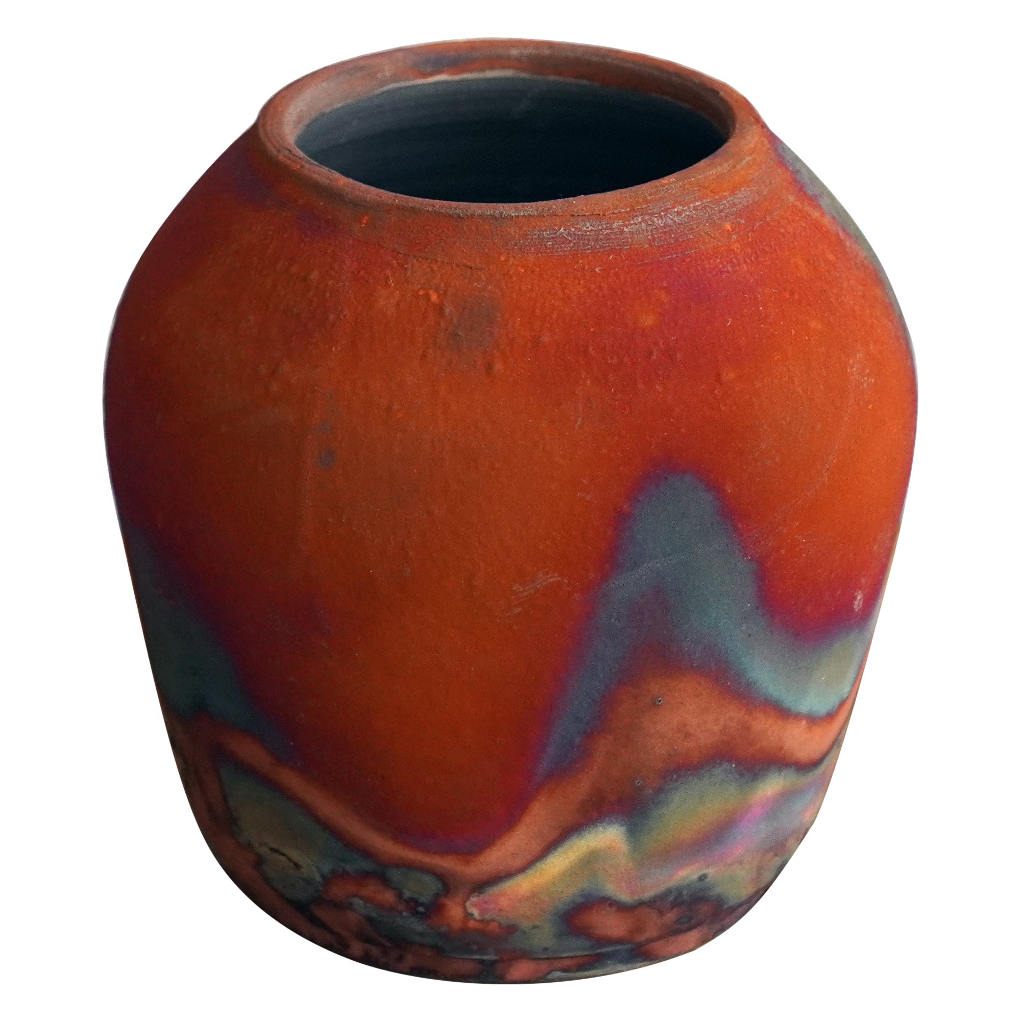 Raaquu Hoseki Raku Pottery Vase - Full Copper Matte - Handmade Ceramic, Malaysia