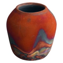 Vase en poterie Raaquu Hoseki Raku - Cuivre mat et complet - Céramique faite à la main, Malaisie