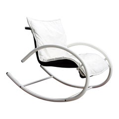 Les Amisco Memphis Ellipse Metal and Black Leather Rocking Chair