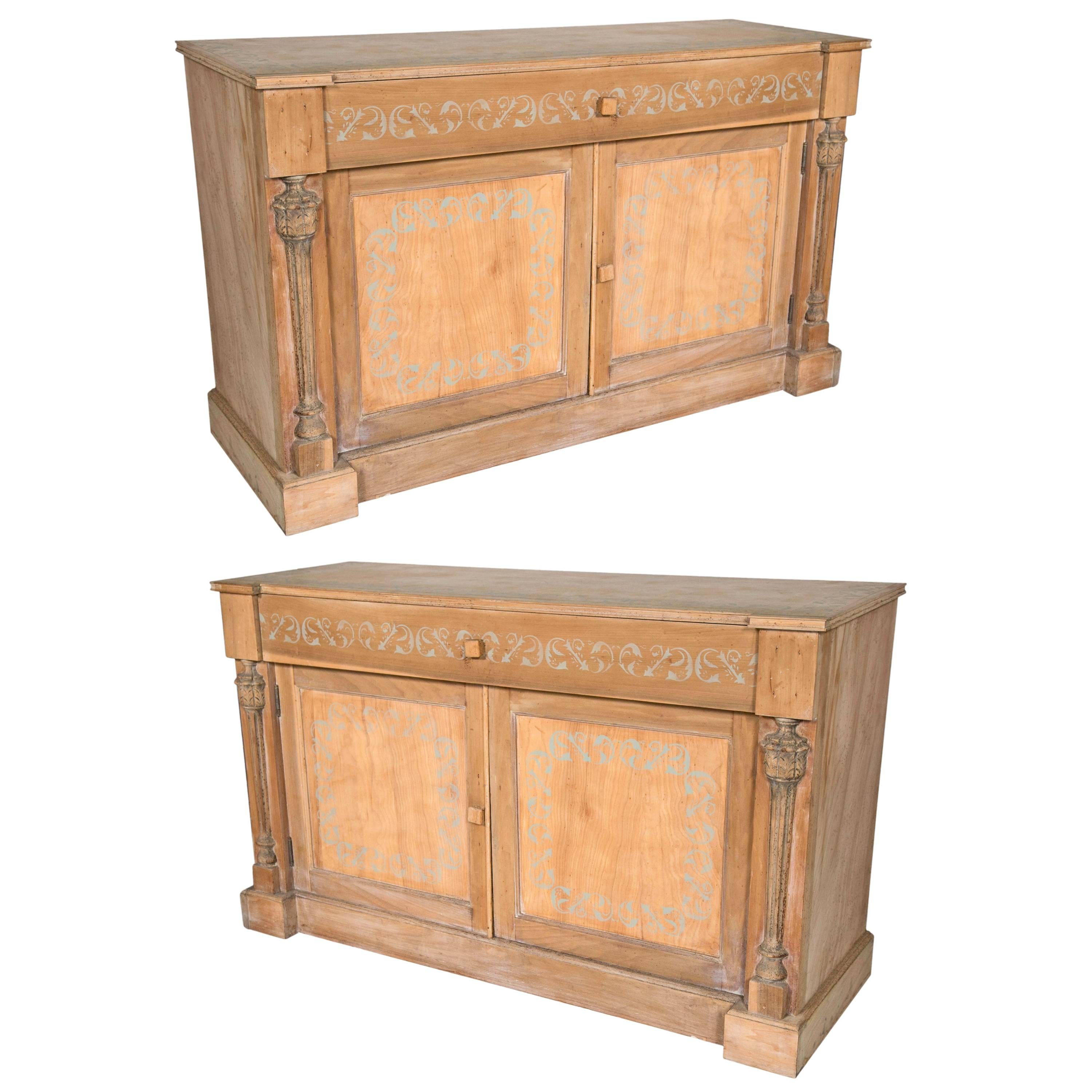 Pair of Swedish Stenciled Cabinets For Sale