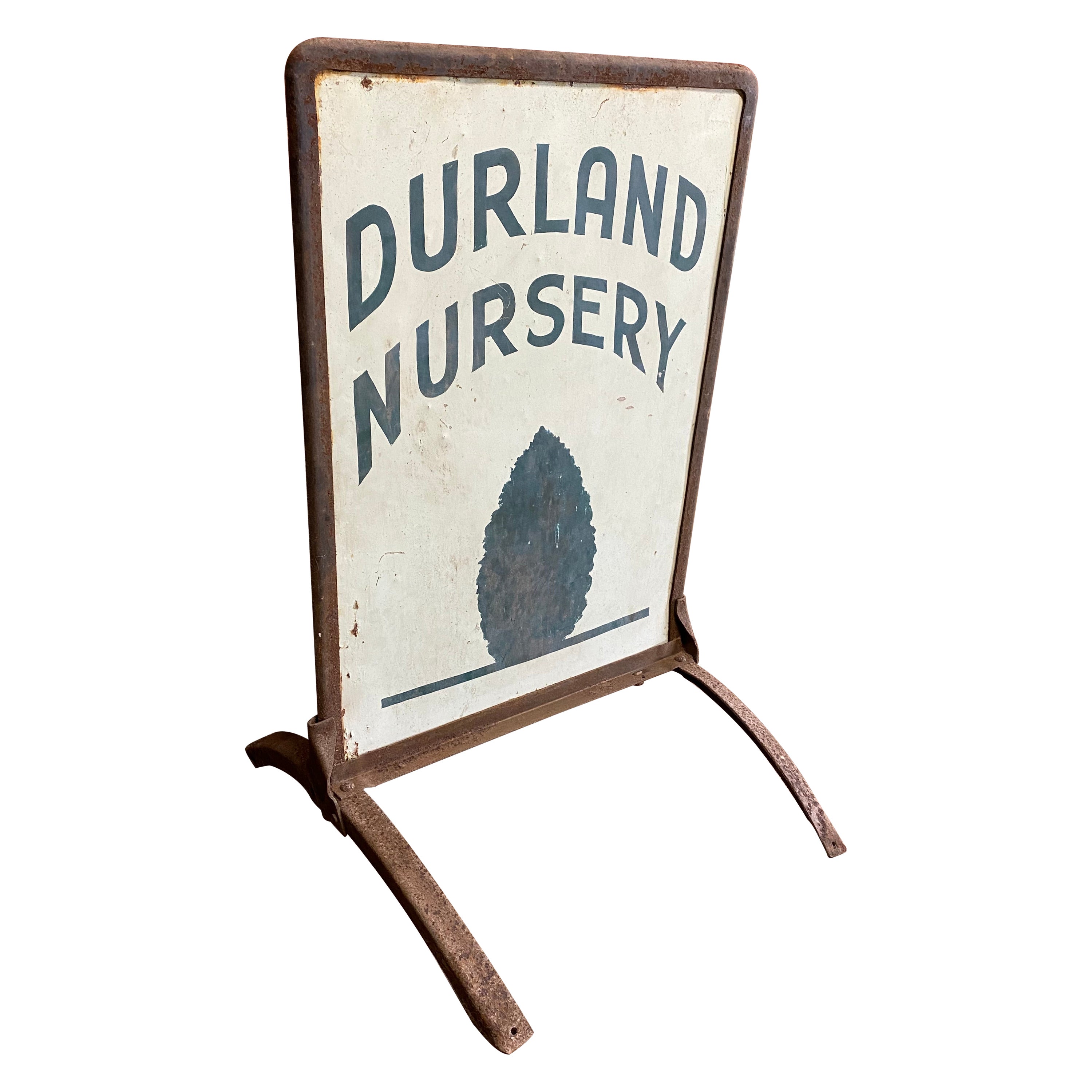 Hand Painted Double Sided Durland Nursery Advertising Sign, 1930s