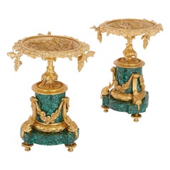 Pair of Ormolu-Mounted Malachite Tazze