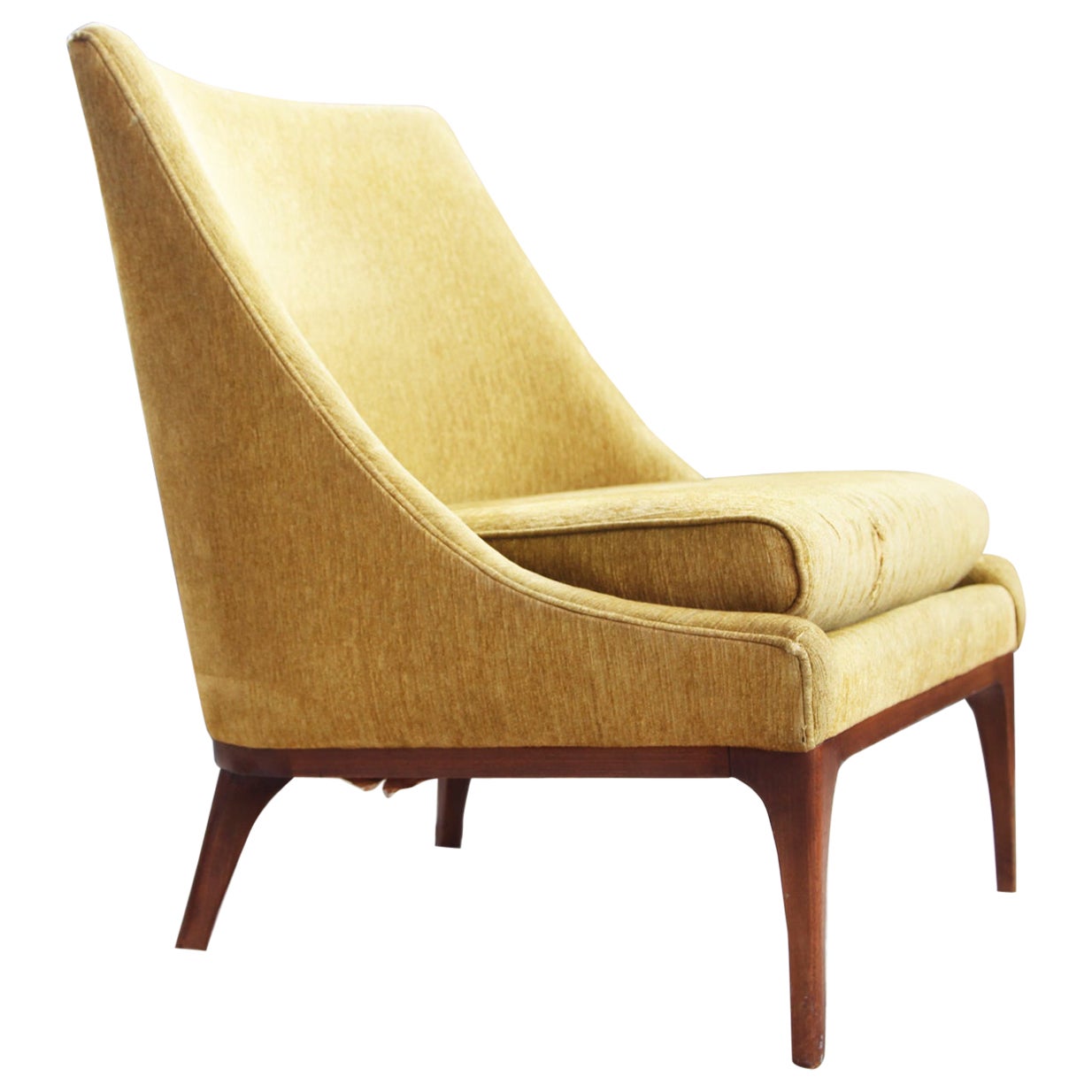 Vintage Mid Century Lawrence Yellow Peabody Club Chair For Sale