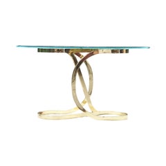 Midcentury DIA Design Institute of America Brass Ribbon Curved Console Table