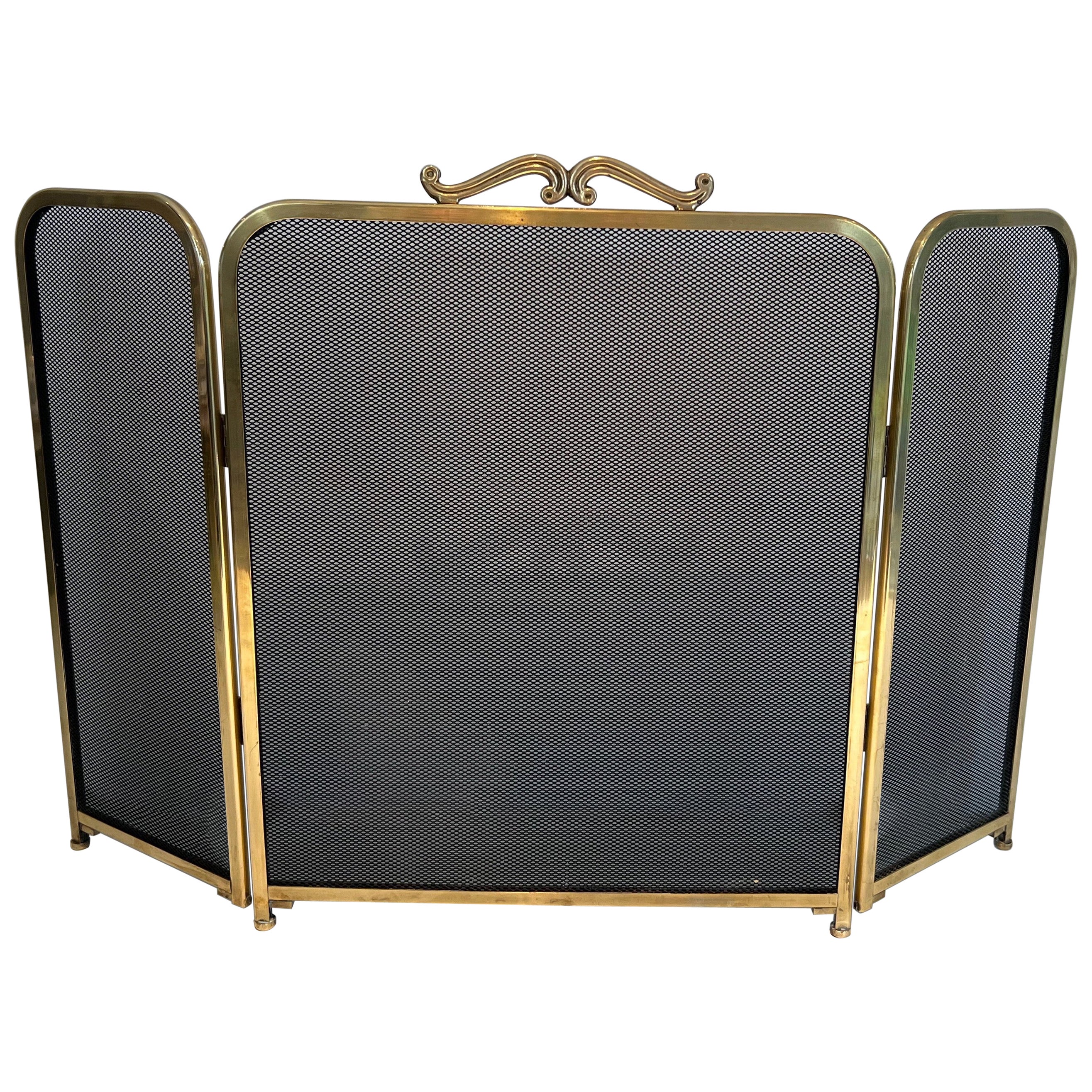 Art Deco Brass Fireplace Screen For Sale at 1stDibs