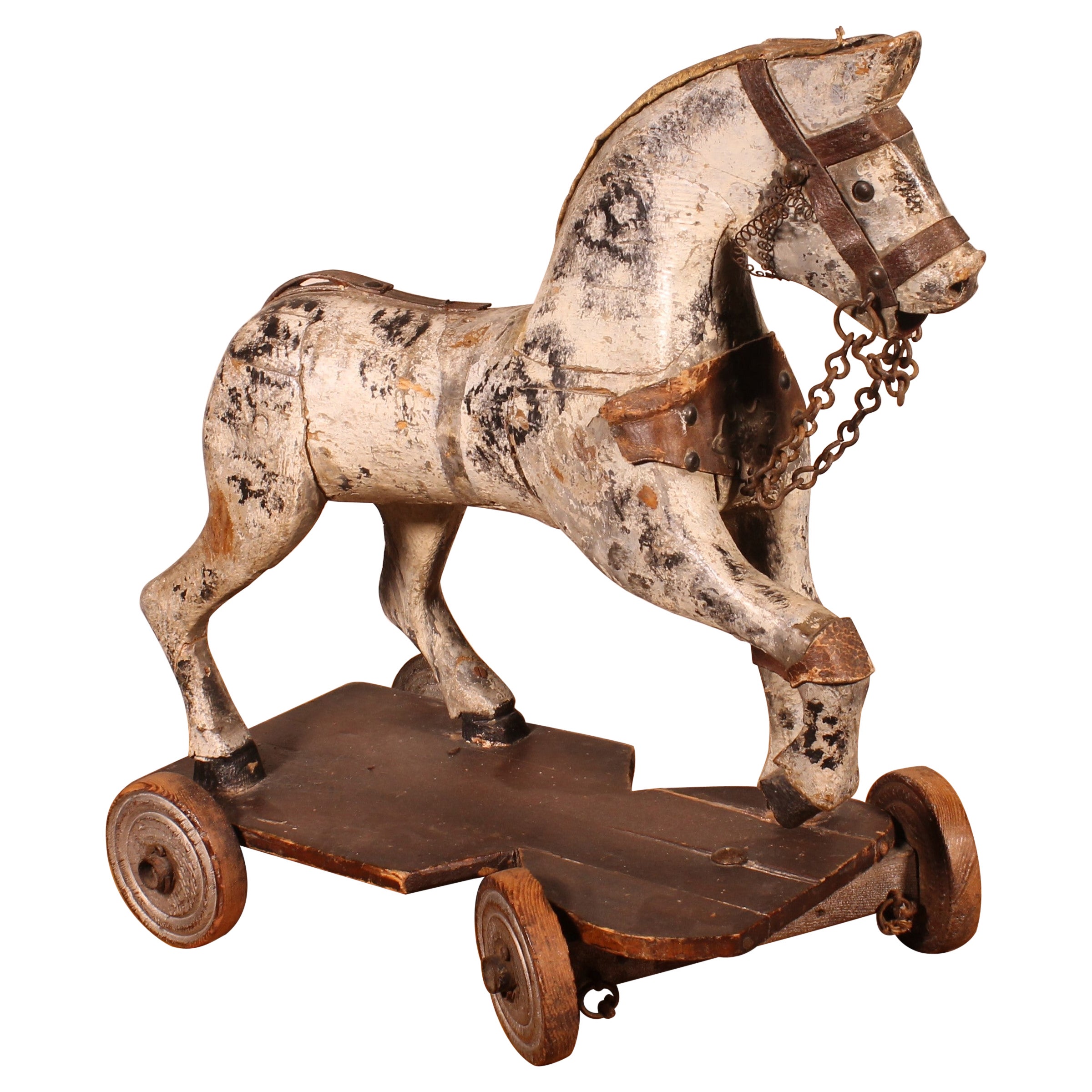 19th Century Polychrome Wooden Horse For Sale