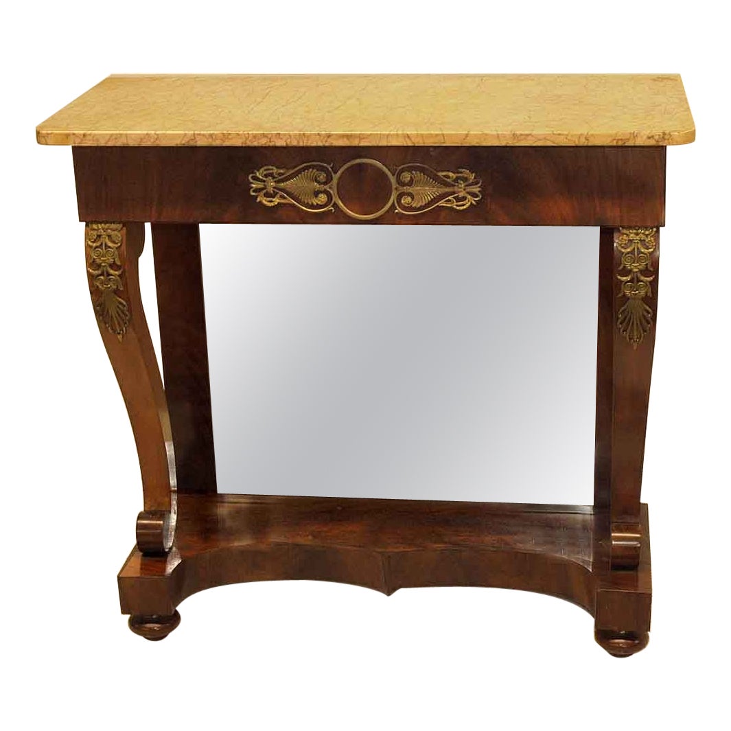 Louis Philippe Marble Top Console Table For Sale
