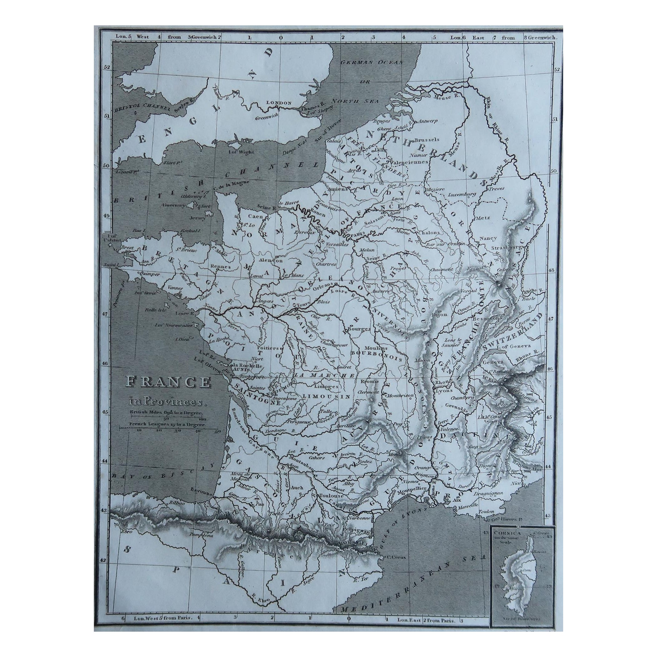 Carte ancienne originale de France, Sherwood, Neely & Jones, datée de 1809 en vente