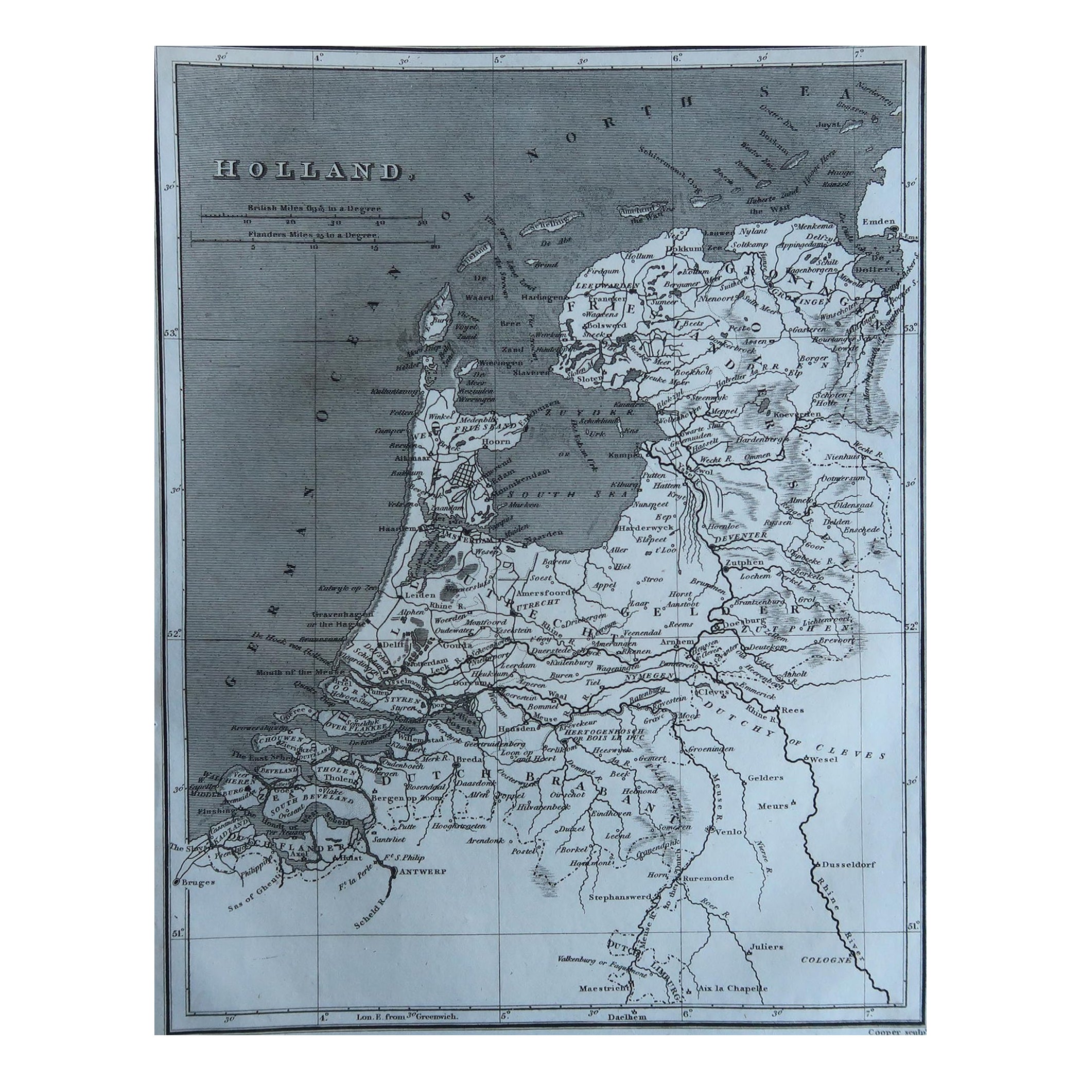 Carte ancienne originale des Pays-Bas, Sherwood, Neely & Jones, datée de 1809