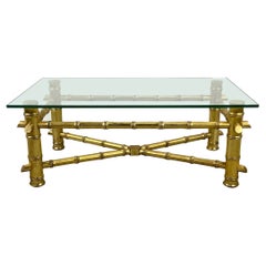 Retro Modern Faux Bamboo and Glass Top Coffee Table