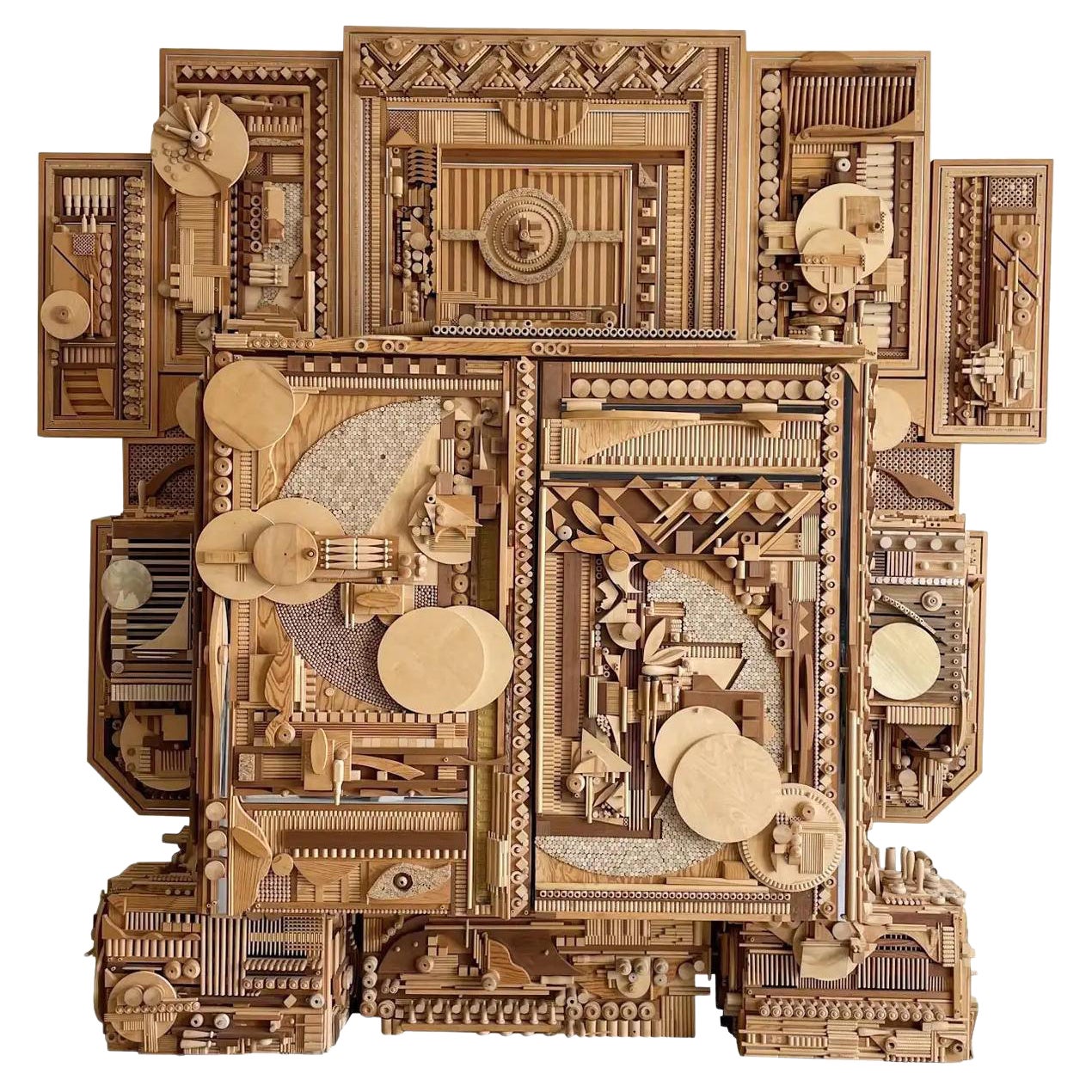 Robert Salleroli American Abstract Wood Assemblage Monumental Cabinet  For Sale