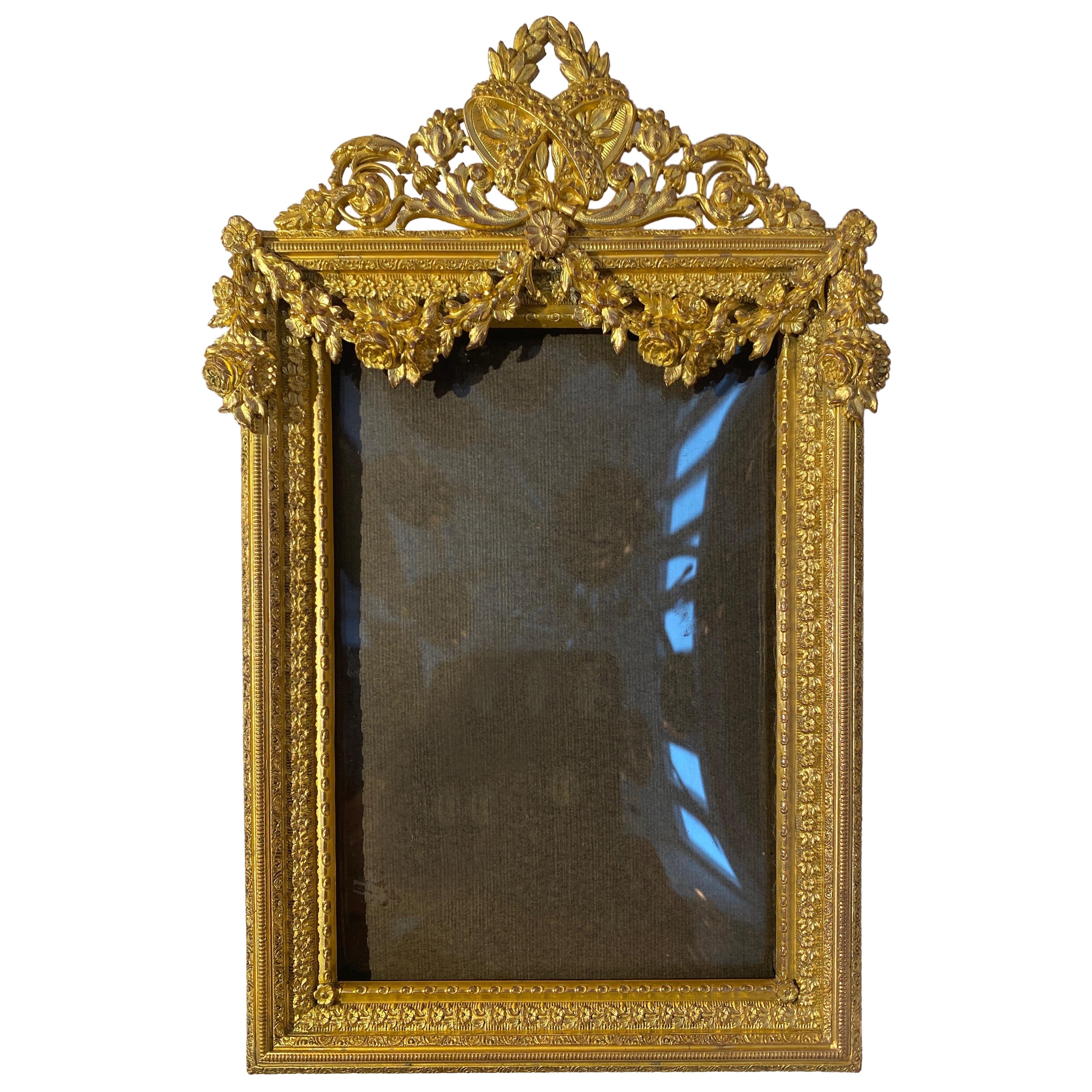 Antique French Gilt Bronze Ormolu Portrait Photo Picture Frame, 19th