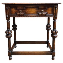 Antique English Hall Sofa Table Jacobean Carved Oak C1920