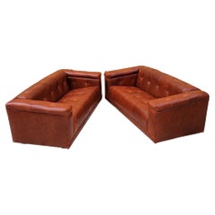 Ralph Lauren Brompton Style Button Tufted Low-Profile Sofa Set Custom Upholstery