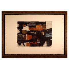 Tuvia Beeri Abstract 1961 Signed Color Etching and Aquatint on Paper Framed