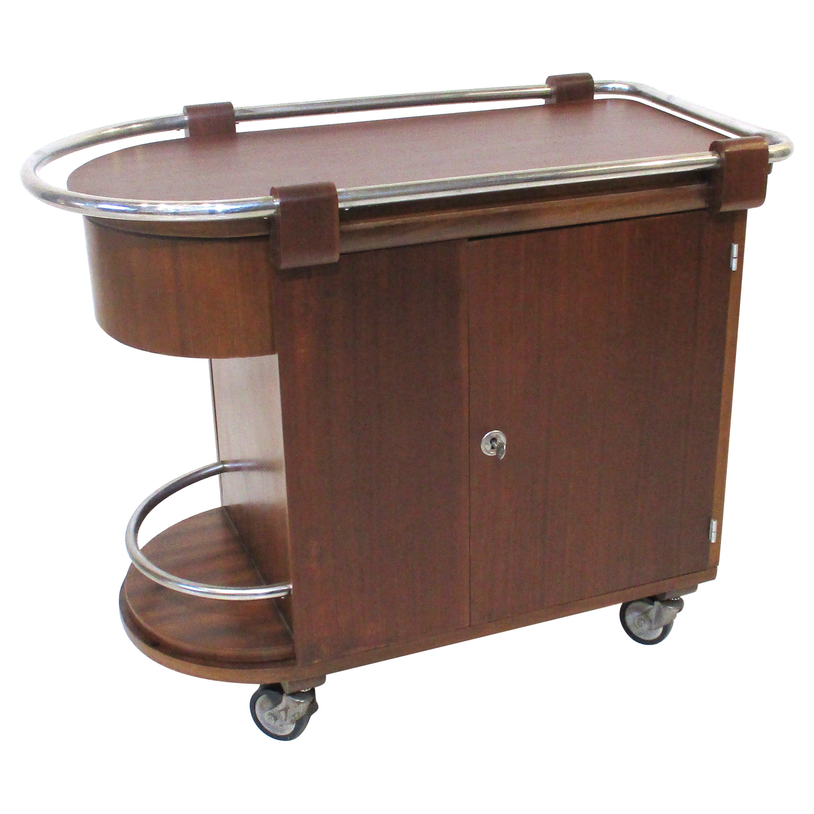Gilbert Rohde Art Deco Styled Rolling Bar Cart