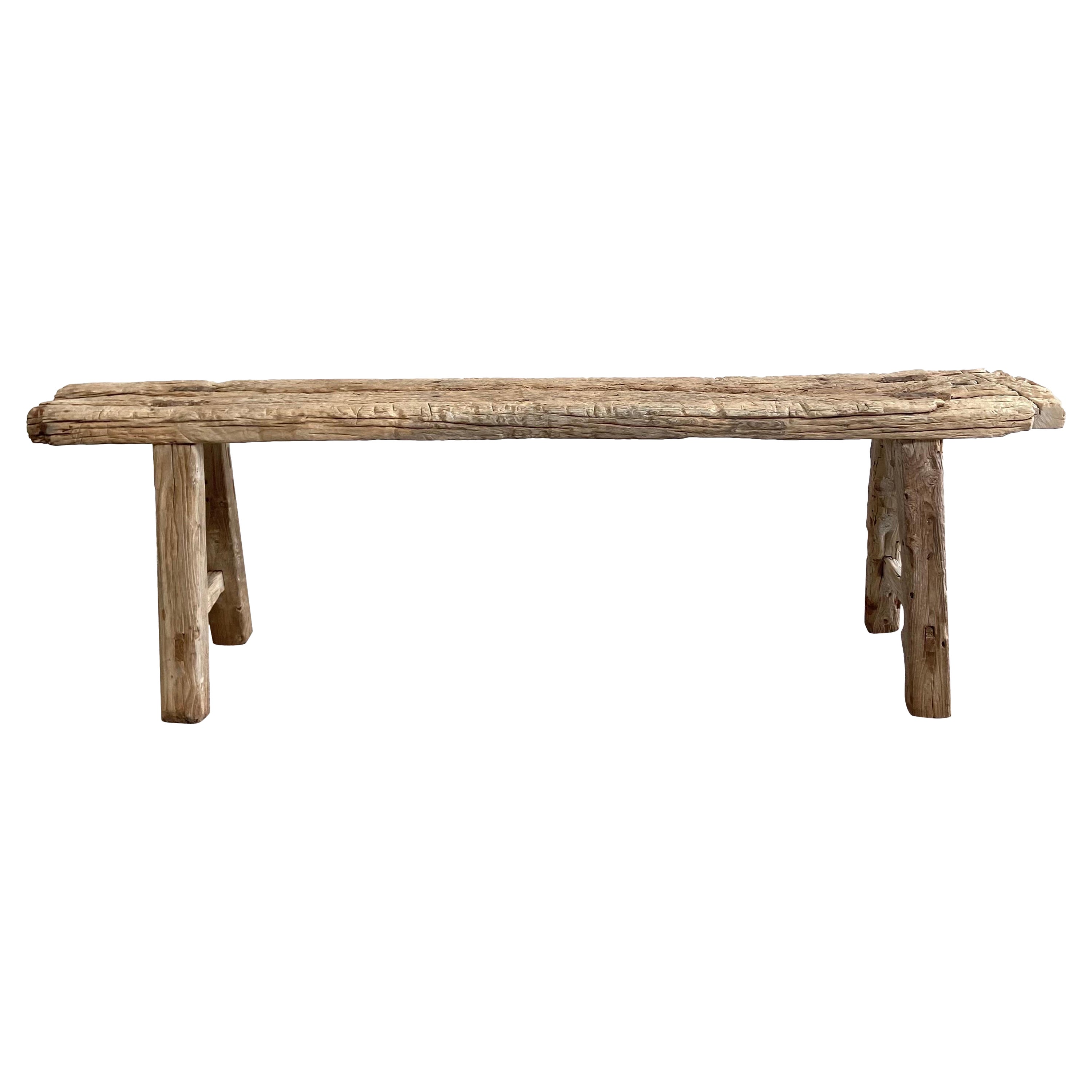 Vintage Elm Wood Skinny Bench at 1stDibs skinny wood bench