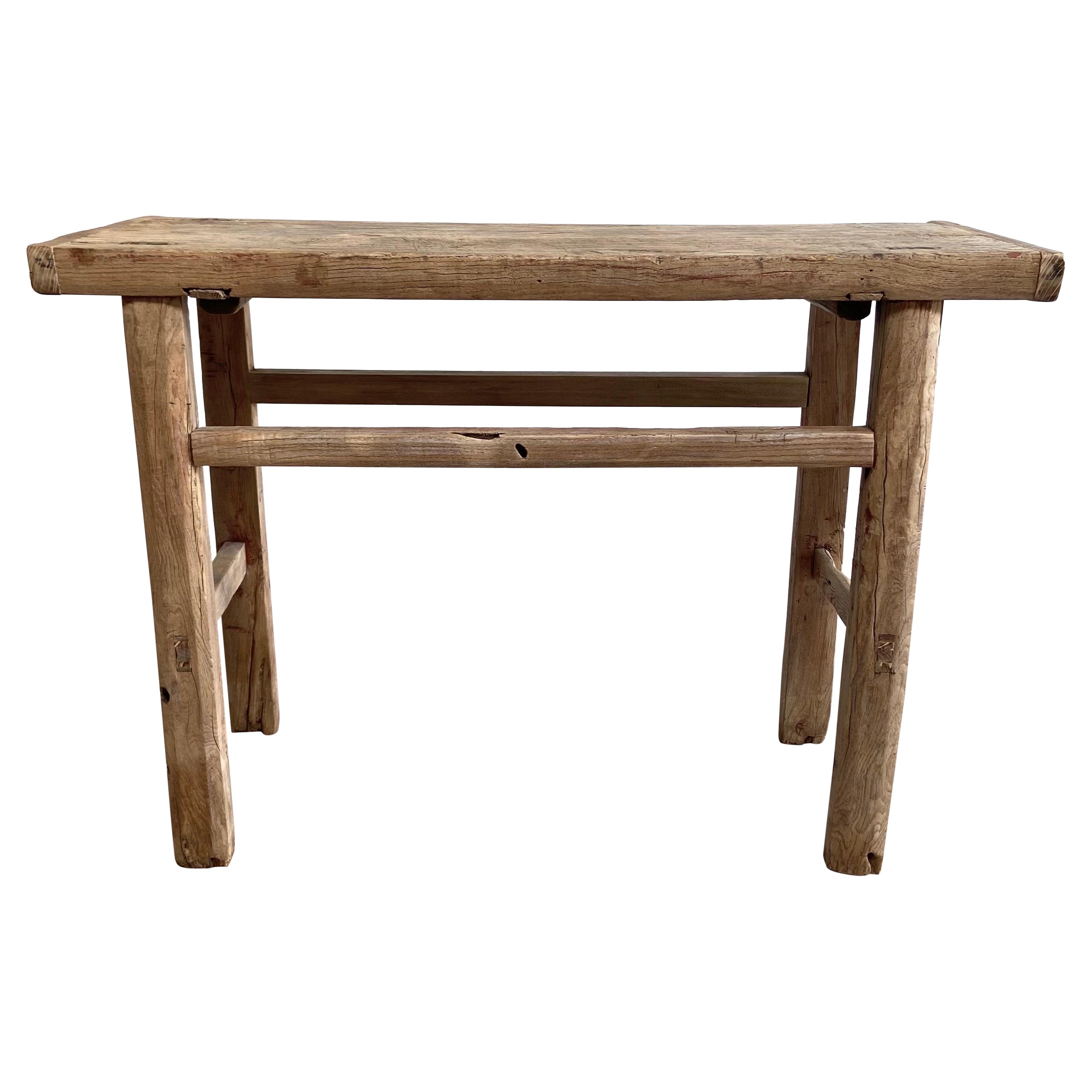 Vintage Elm Wood Console Table For Sale at 1stDibs