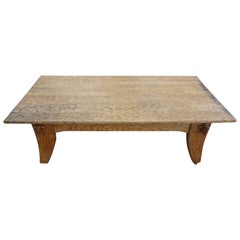 Retro French Brutalist Elm Coffee Table by Atelier Marolles