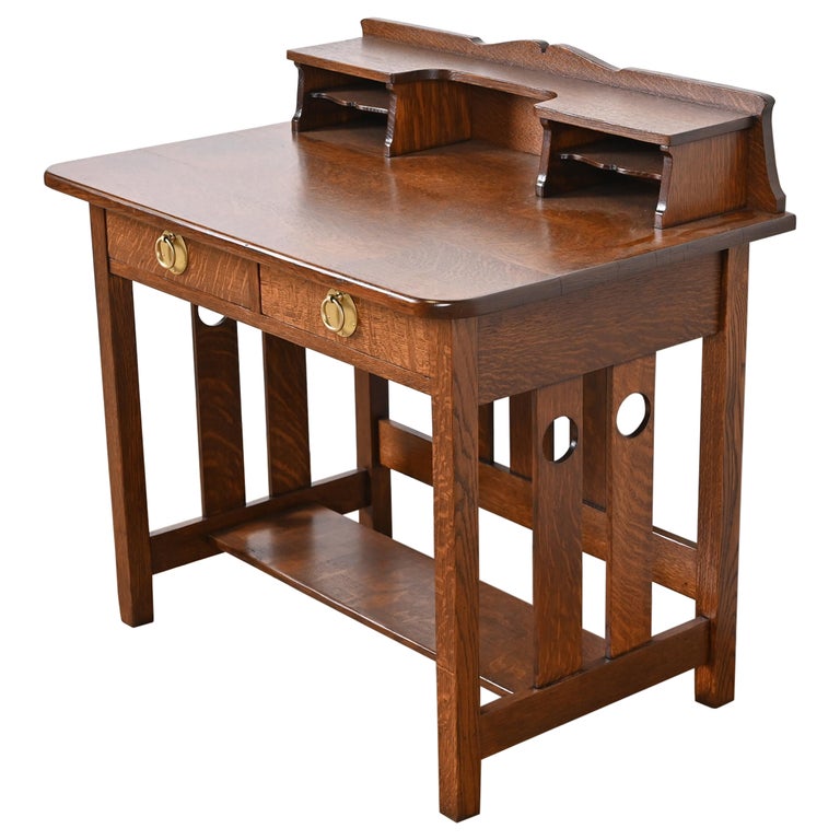 Antique Stickley Brothers Mission Oak Arts and Crafts Writing Desk ...