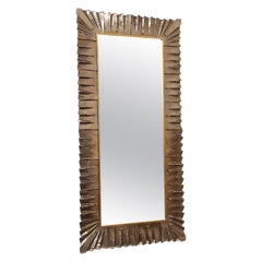 Large Rectangular Murano Amber Bronze Glass Framed Mirror, in Stock